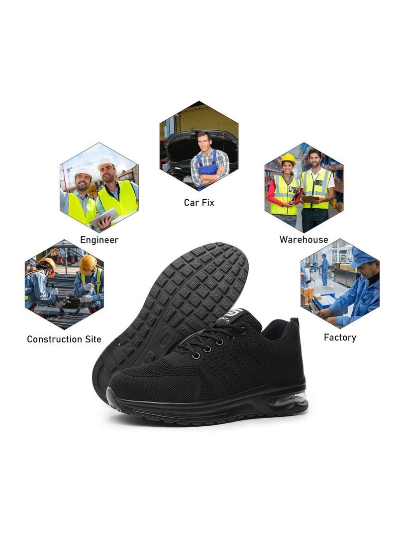 SLIMTA Safety Shoes Men Women Steel Toe Cap Boots Mesh Breathable Lightweight Comfortable Puncture Proof Industrial Factory Work Protective Black Sneakers - Image 5